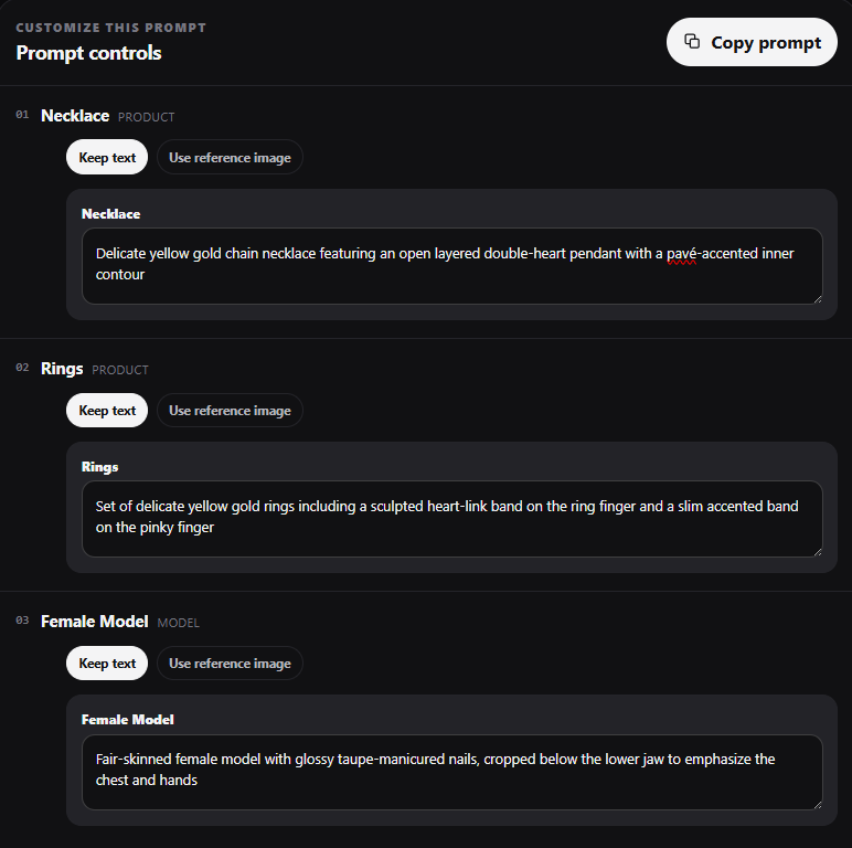 Customising an AI prompt using the Pinitup Customize controls