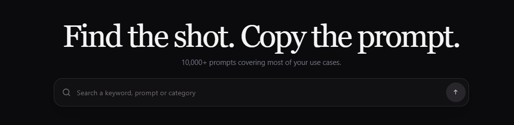 Searching for AI prompts on the Pinitup homepage