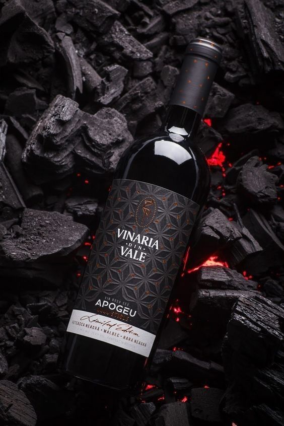 Wine Bottle on Glowing Charcoal Product Photography Prompt