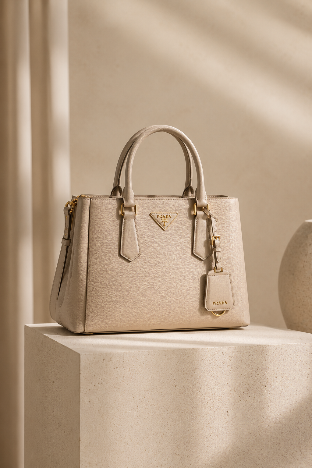 Structured Leather Handbag Product Photography Prompt