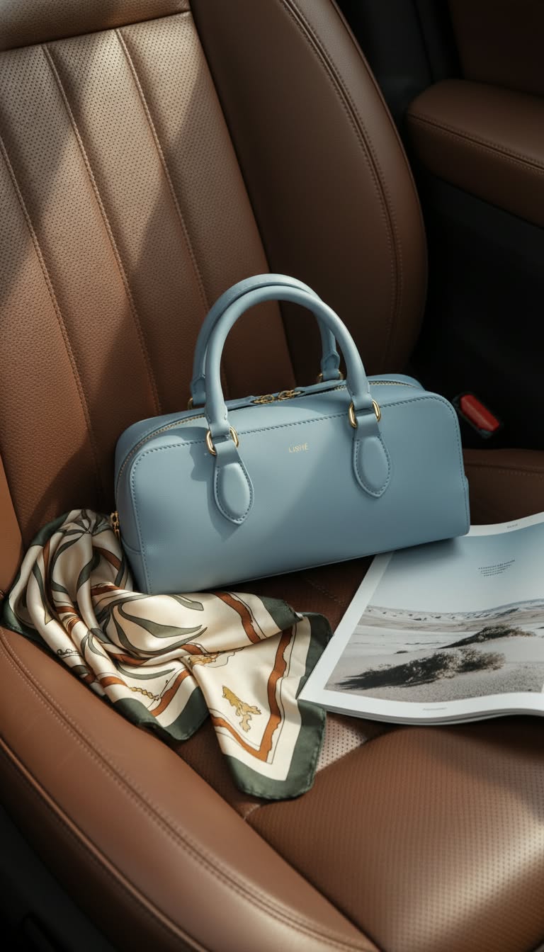 Luxury Handbag Car Interior Photoshoot Prompt