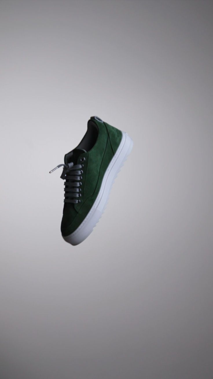 Green Suede Sneaker Product Photography Prompt