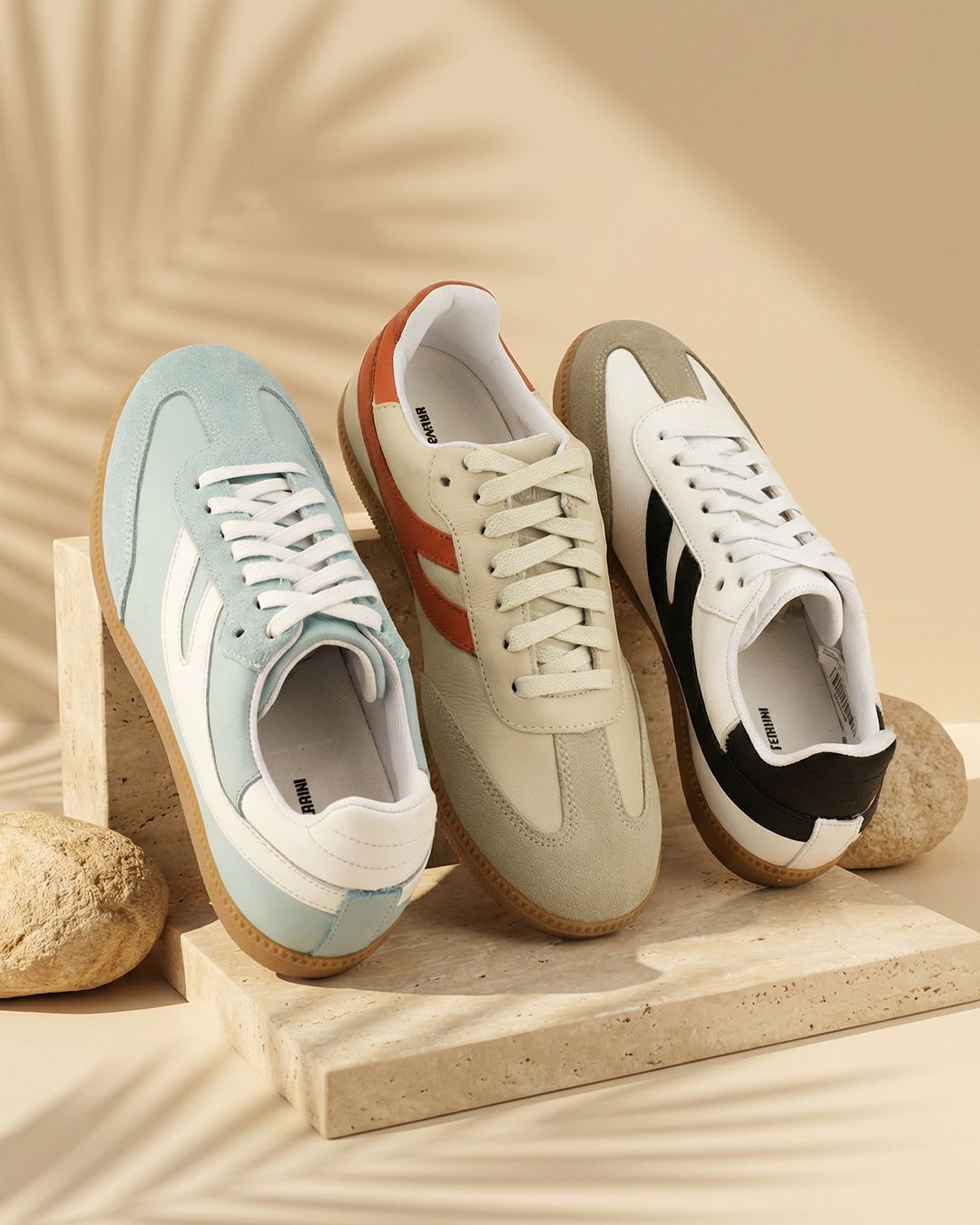Retro Sneaker Trio Product Photography Prompt