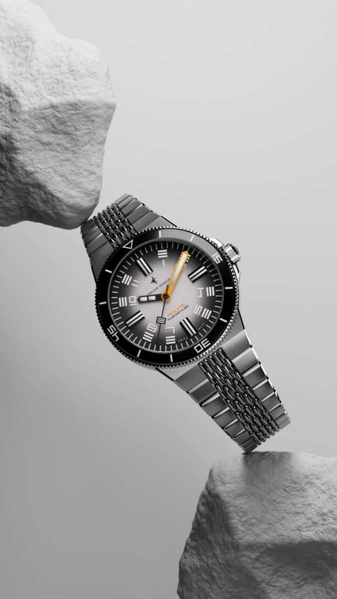 Luxury Diver Watch on Grey Stone Studio Photography Prompt