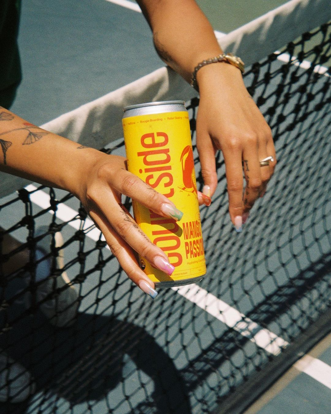 Canned Drink Tennis Court Lifestyle Photoshoot Prompt
