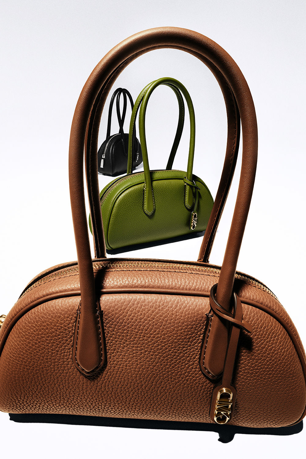 Leather Bowler Handbag Product Photography Prompt