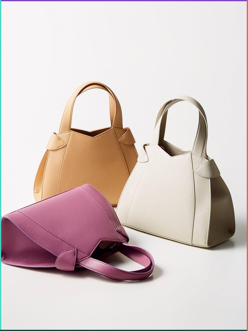 Minimalist Leather Handbag Trio Product Photography Prompt