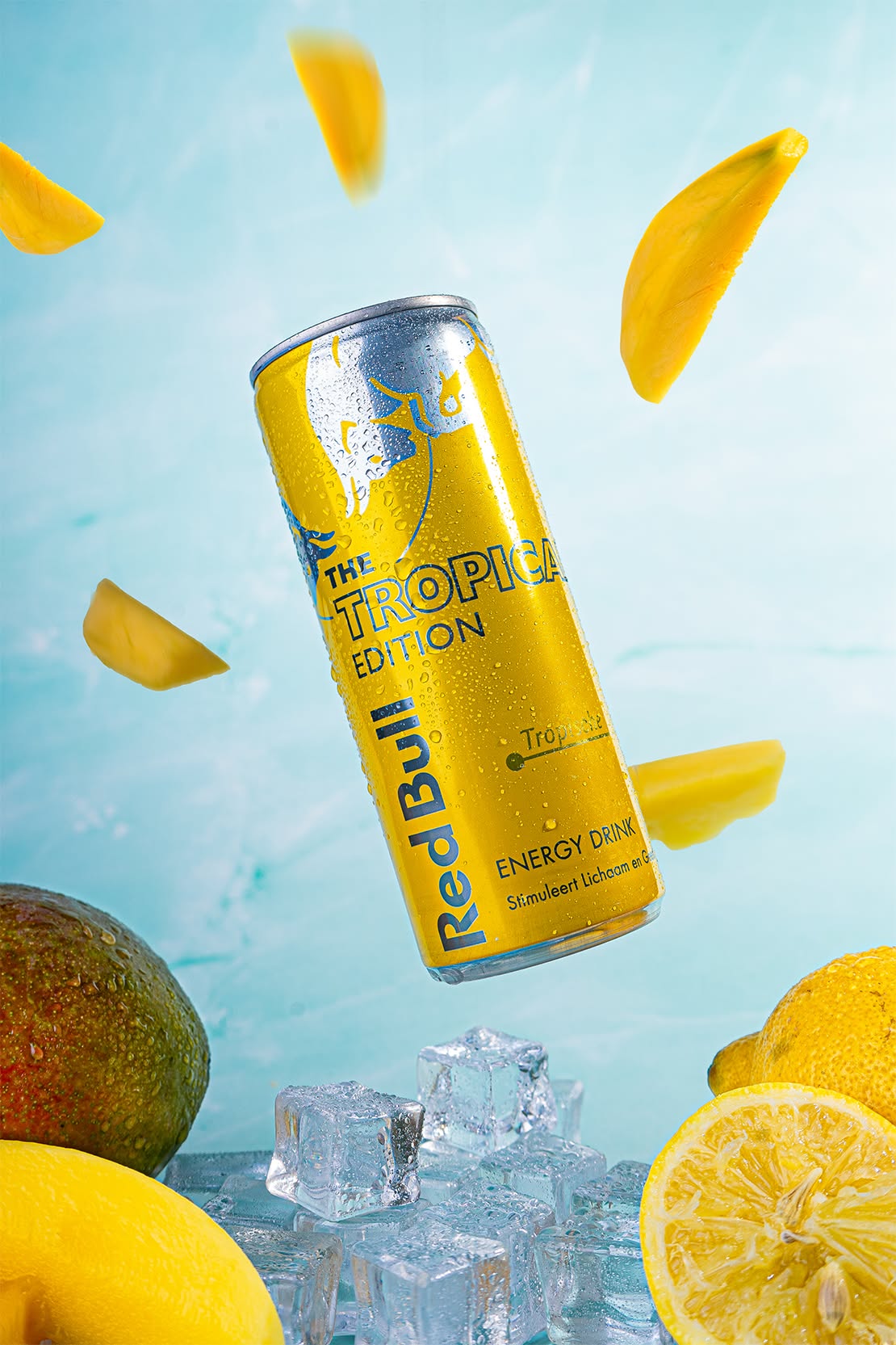 Tropical Energy Drink Can Product Photography Prompt