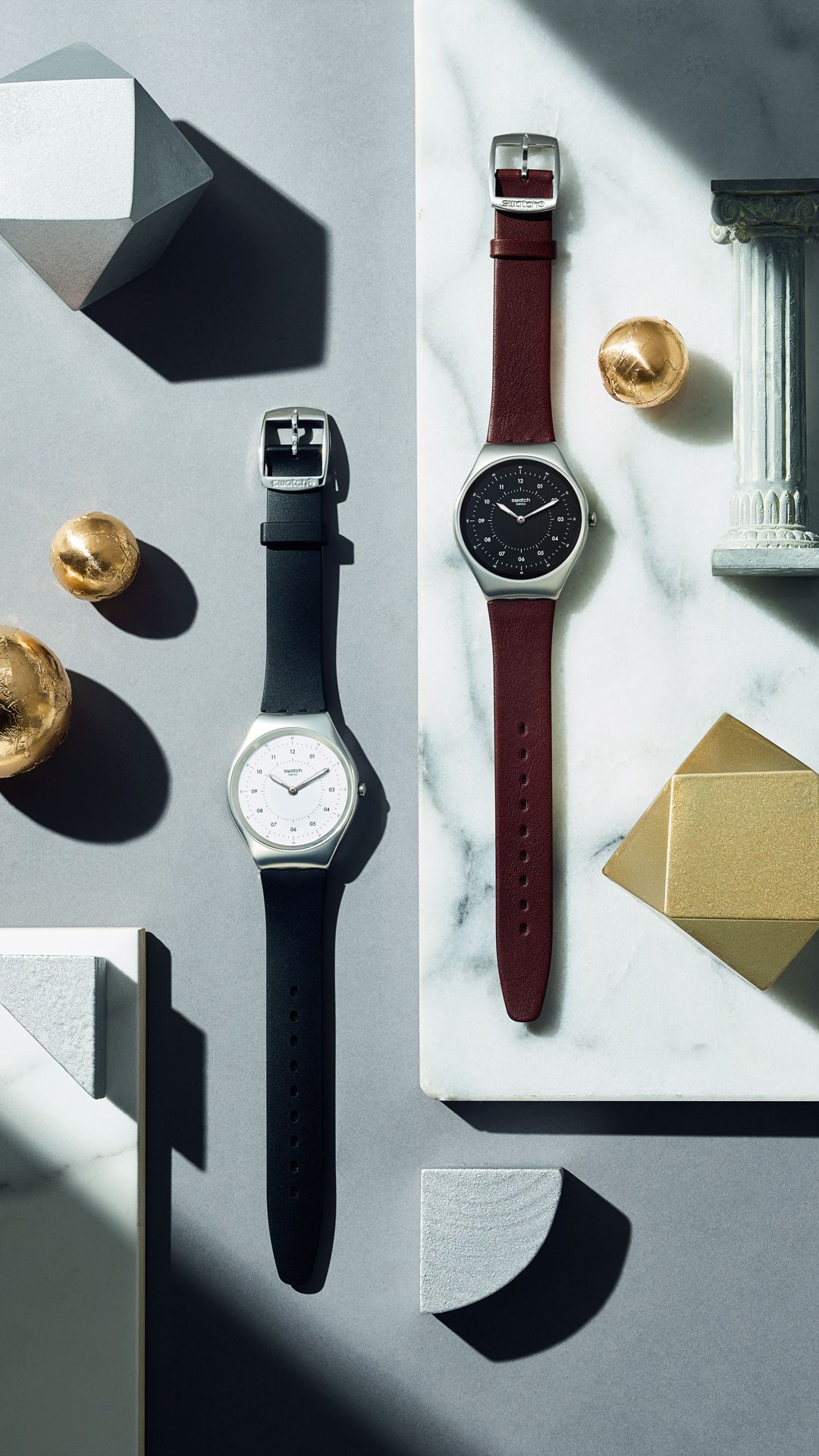 Minimalist Wristwatch Duo Studio Flat Lay Photography Prompt
