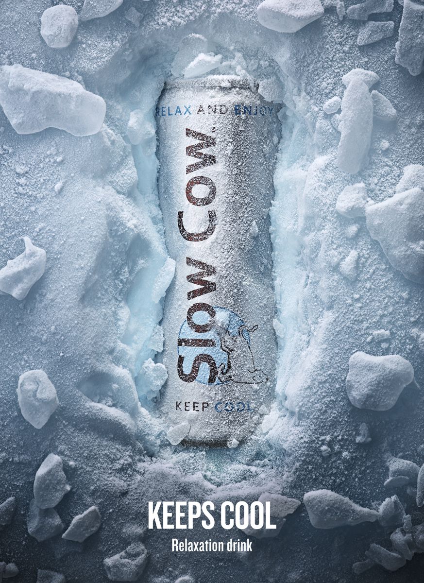 Chilled Canned Drink in Snow Advertising Prompt