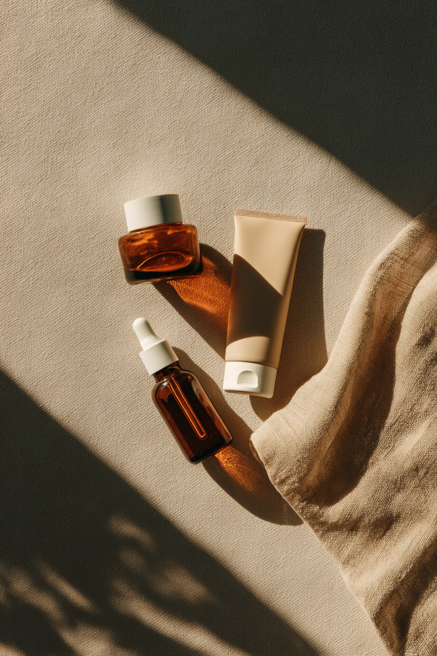 Skincare Set Flat Lay Product Photography Prompt