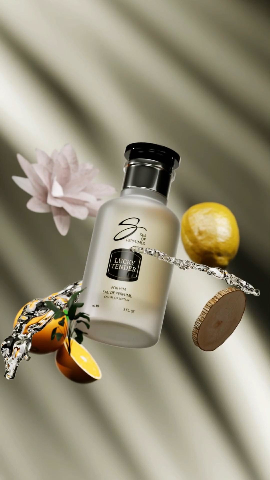 Floating Perfume Bottle Product Photography Prompt
