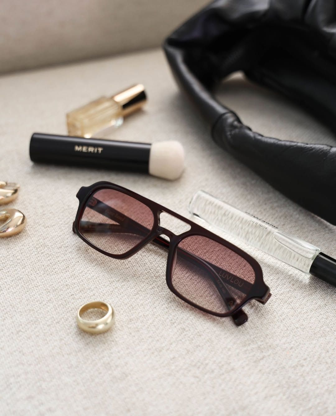 Burgundy Sunglasses Product Photography Prompt