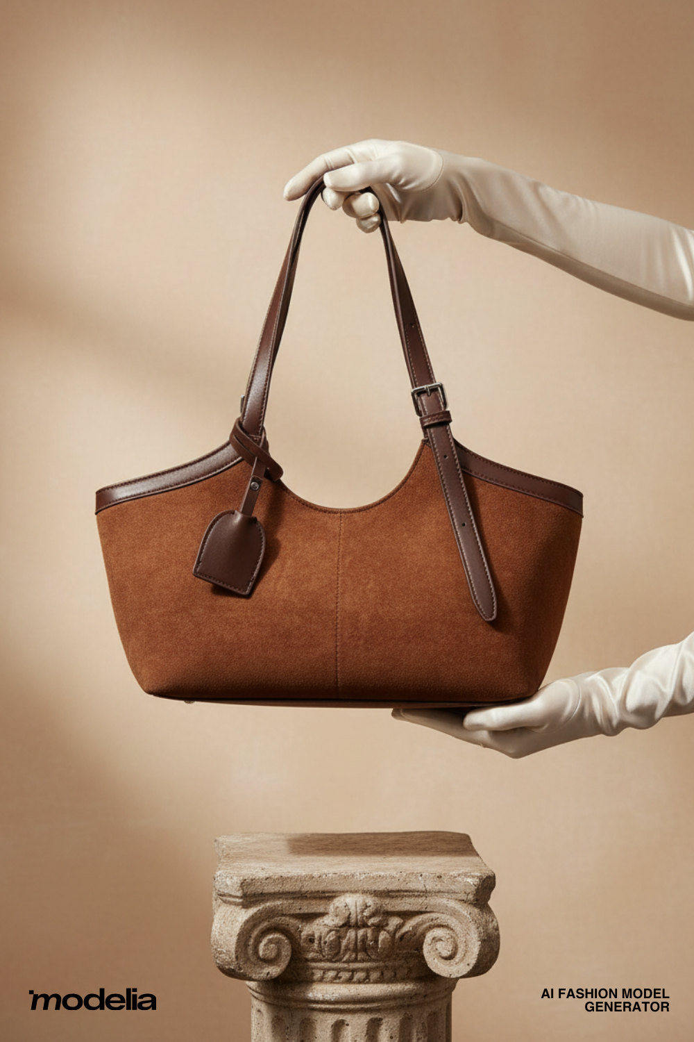 Suede Handbag Luxury Studio AI Prompt