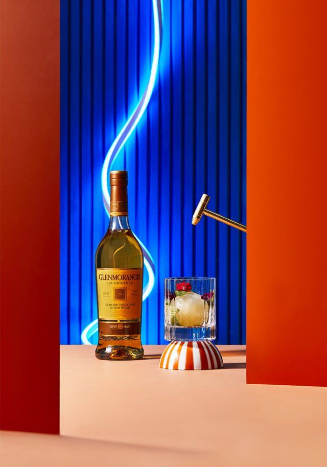 Whisky Bottle and Cocktail Product Photography Prompt