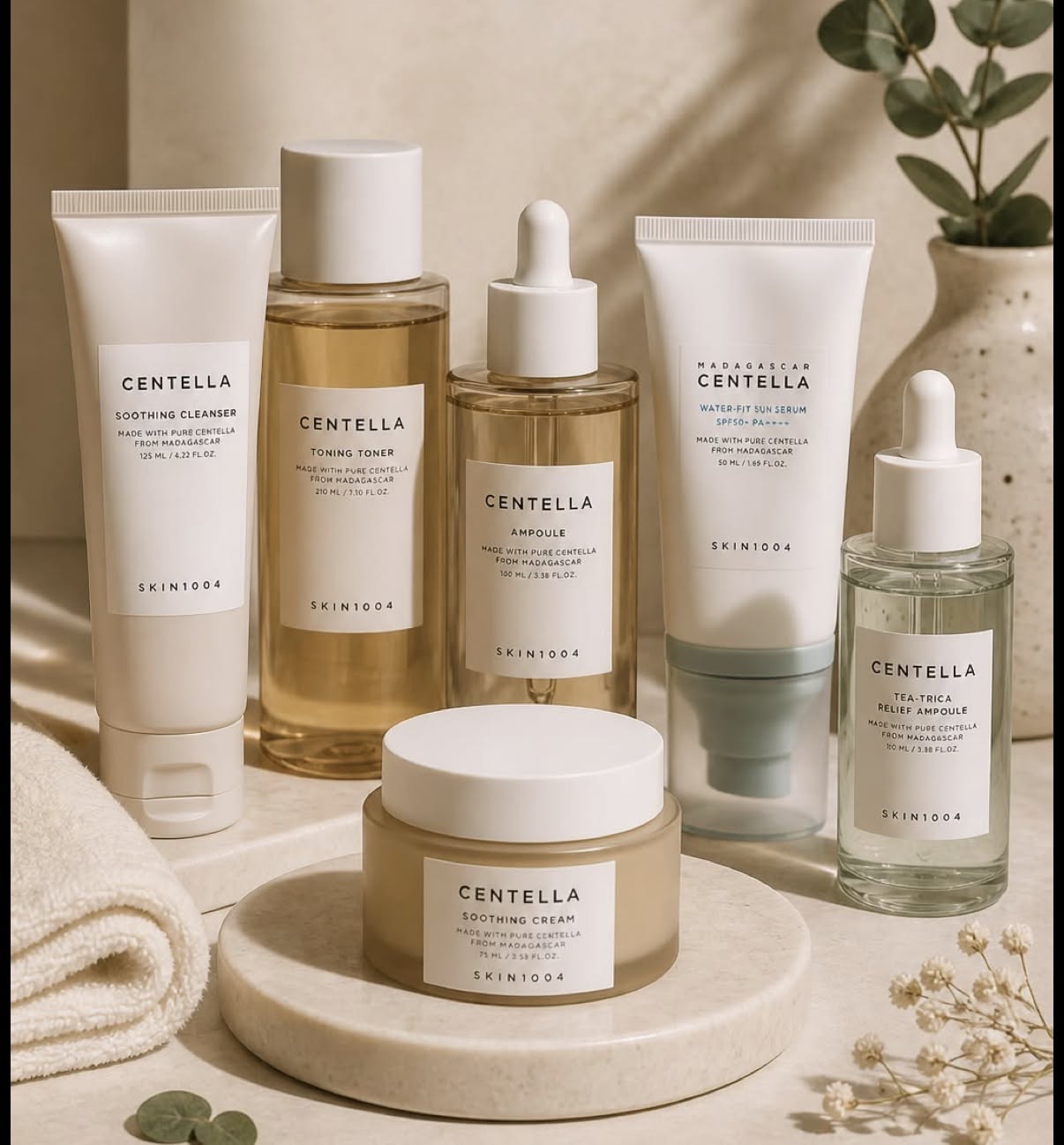 Skincare Routine Lineup Product Photography AI Prompt