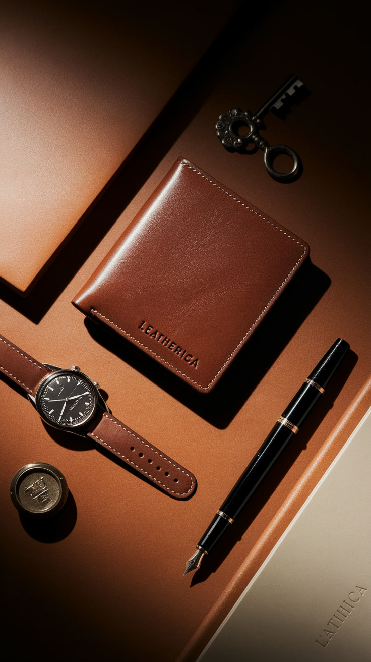 Leather Wallet and Watch Product Photography Prompt