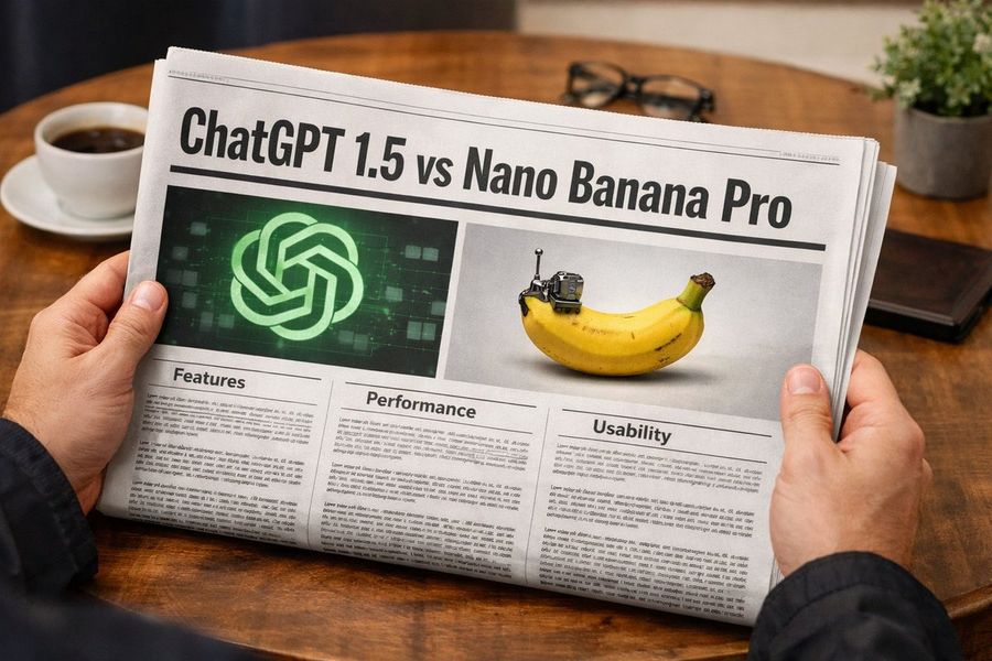 Person Holding a Newspaper with Specific Headline