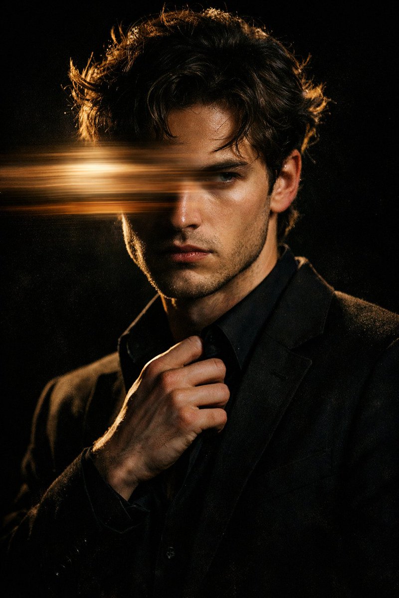 Moody Cinematic Portrait with Motion Blur and Directional Lighting