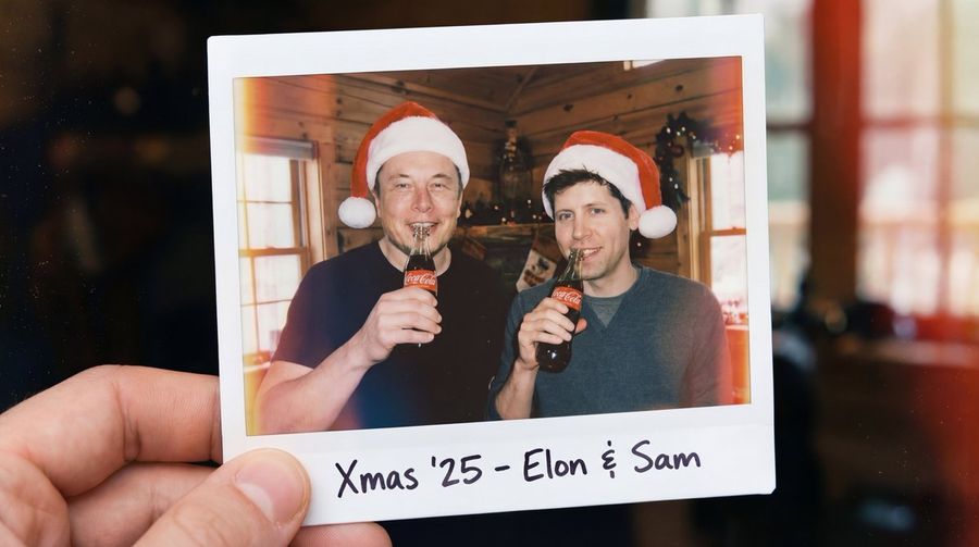 Polarized Selfie of Elon Musk and Sam Altman