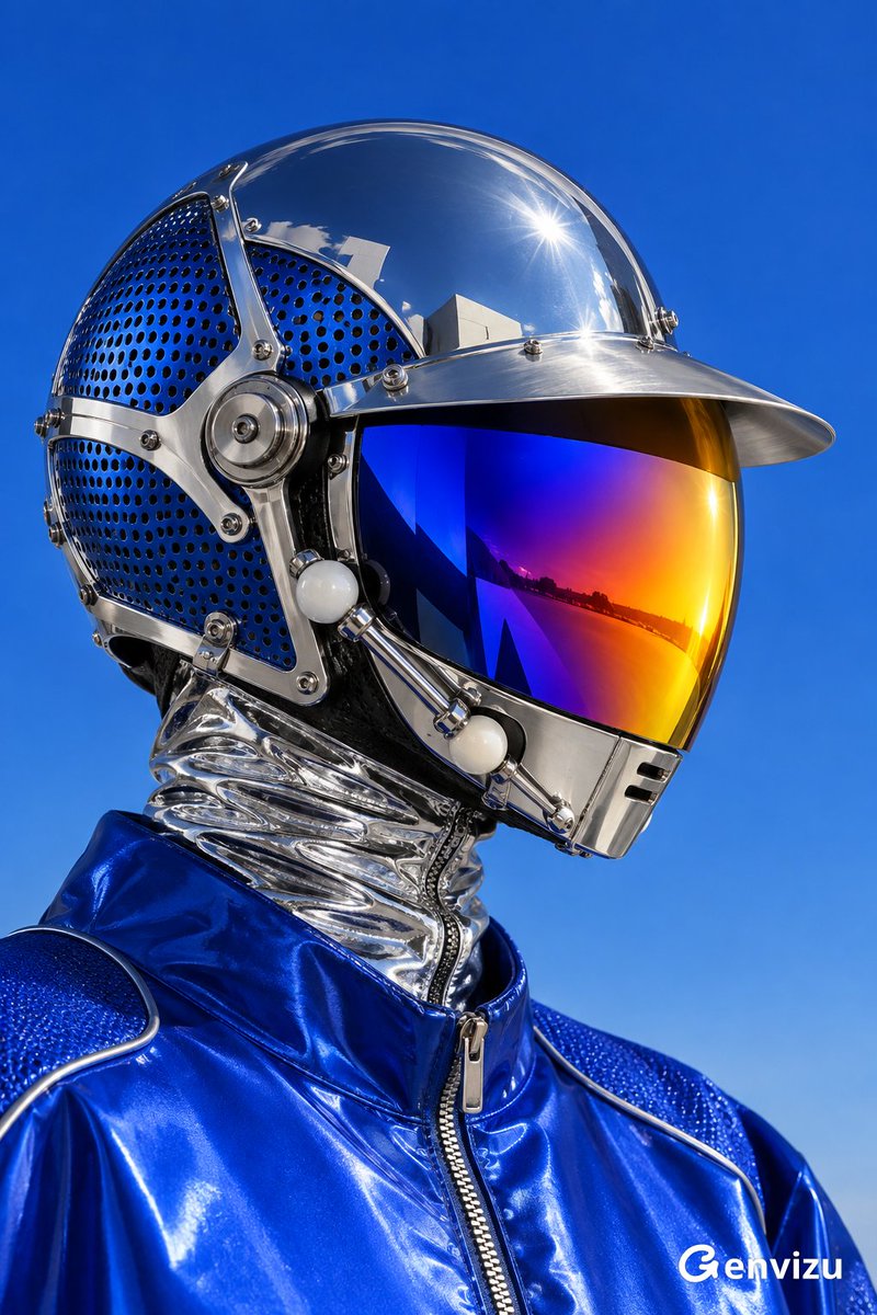 Futuristic Chrome Fashion Helmet