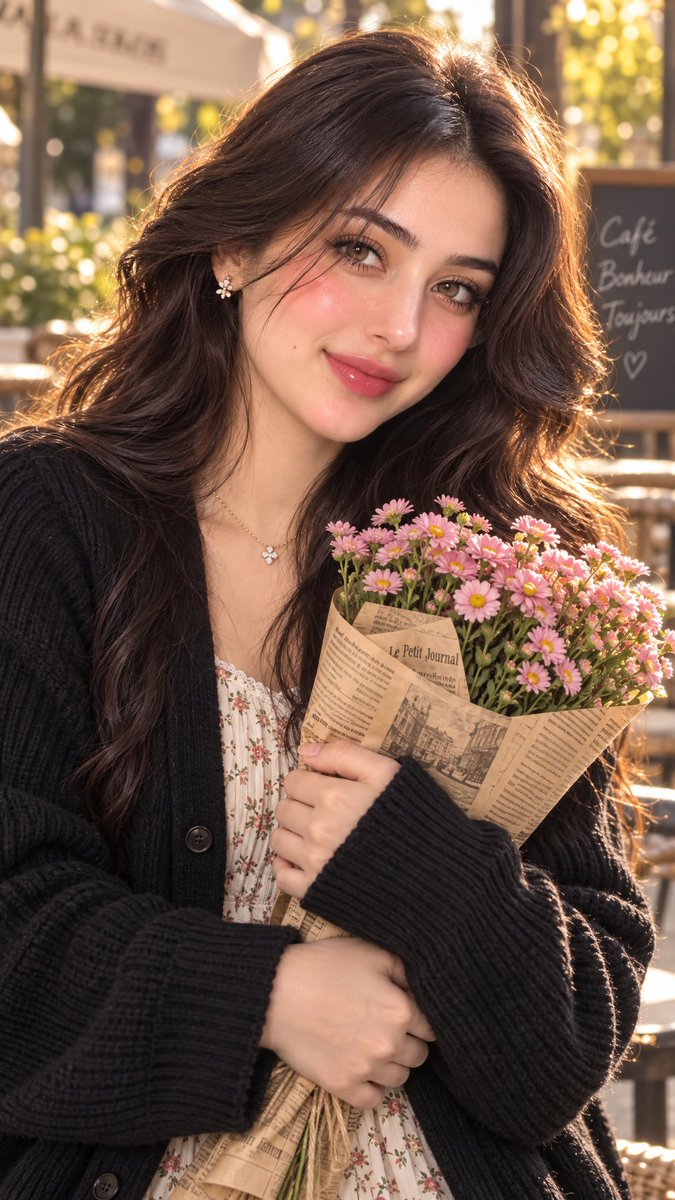 East Asian Woman Portrait with Flowers