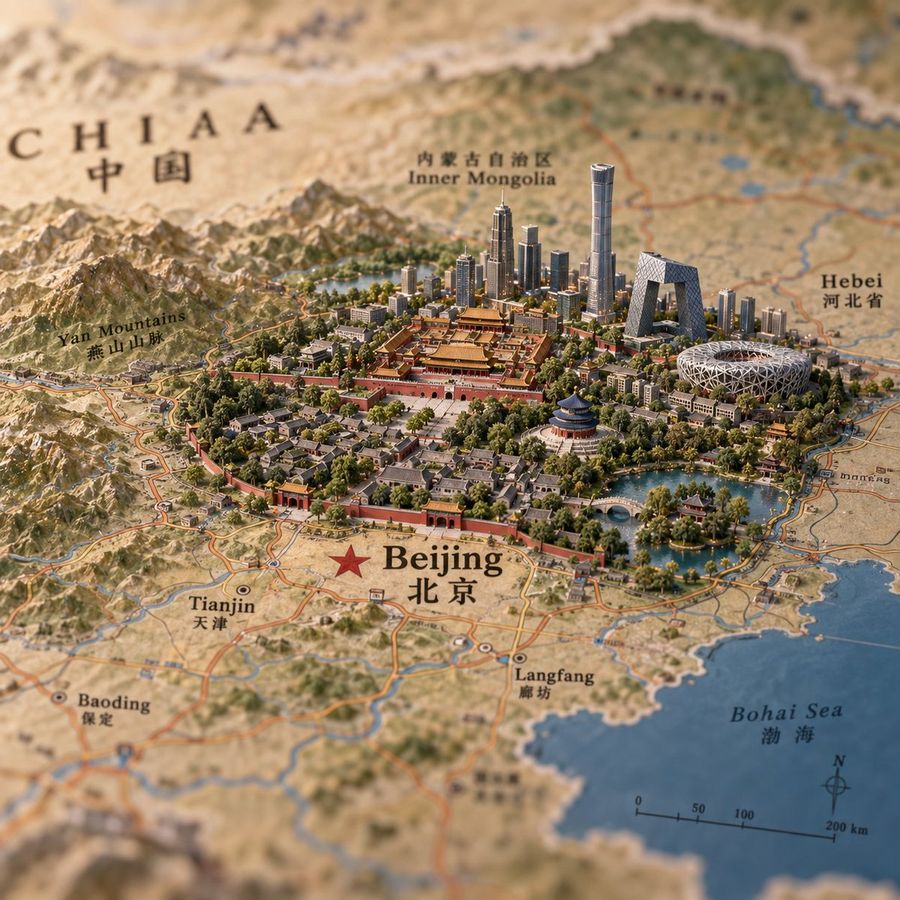 Miniature Beijing Map Diorama