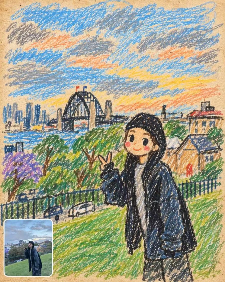 Crayon Portrait Poster with Photo Inset