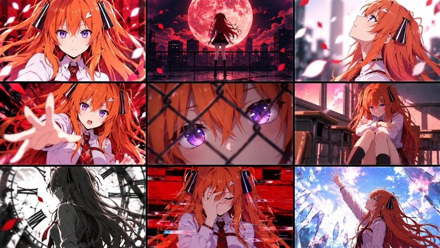 Nine-Panel Anime Heroine Collage