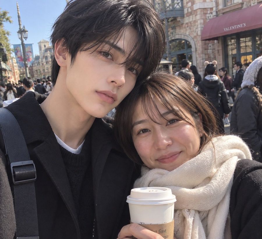 Realistic Theme Park Couple Selfie