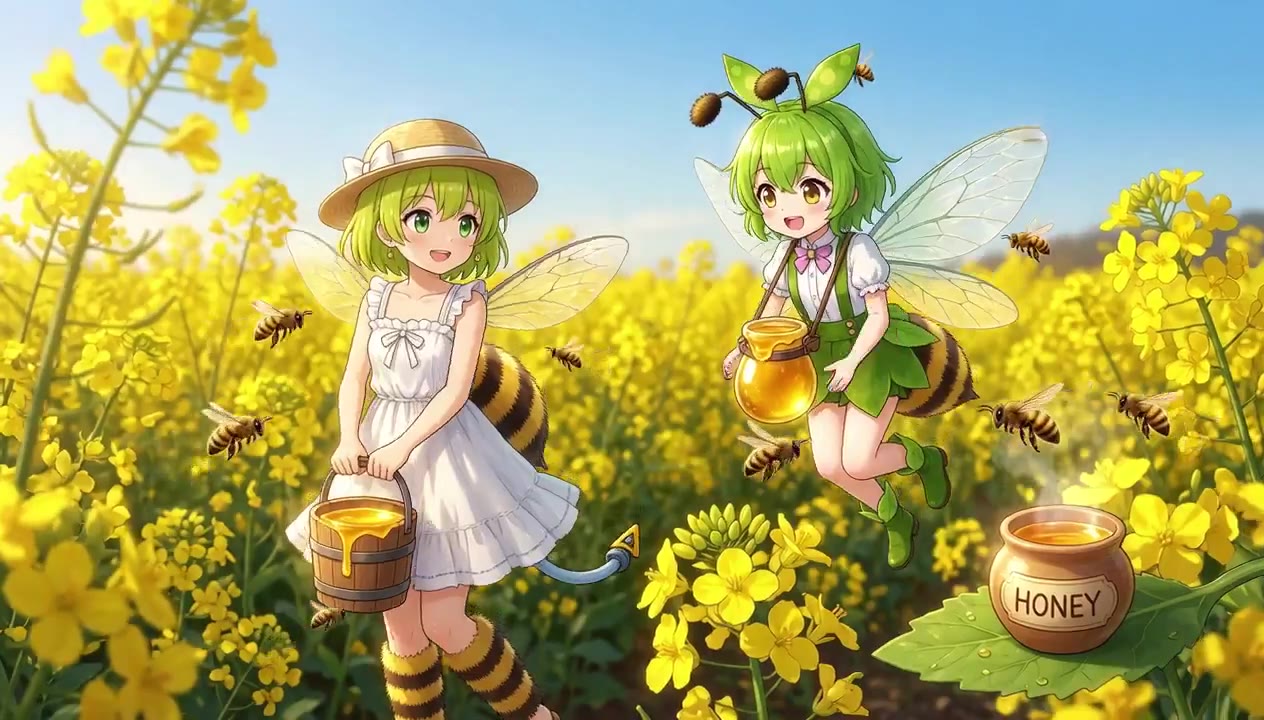 Zundamon and Deltamon Rapeseed Field