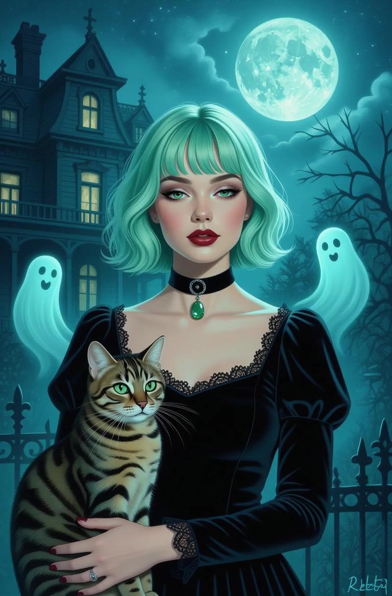 Pastel Goth Woman Haunted Mansion