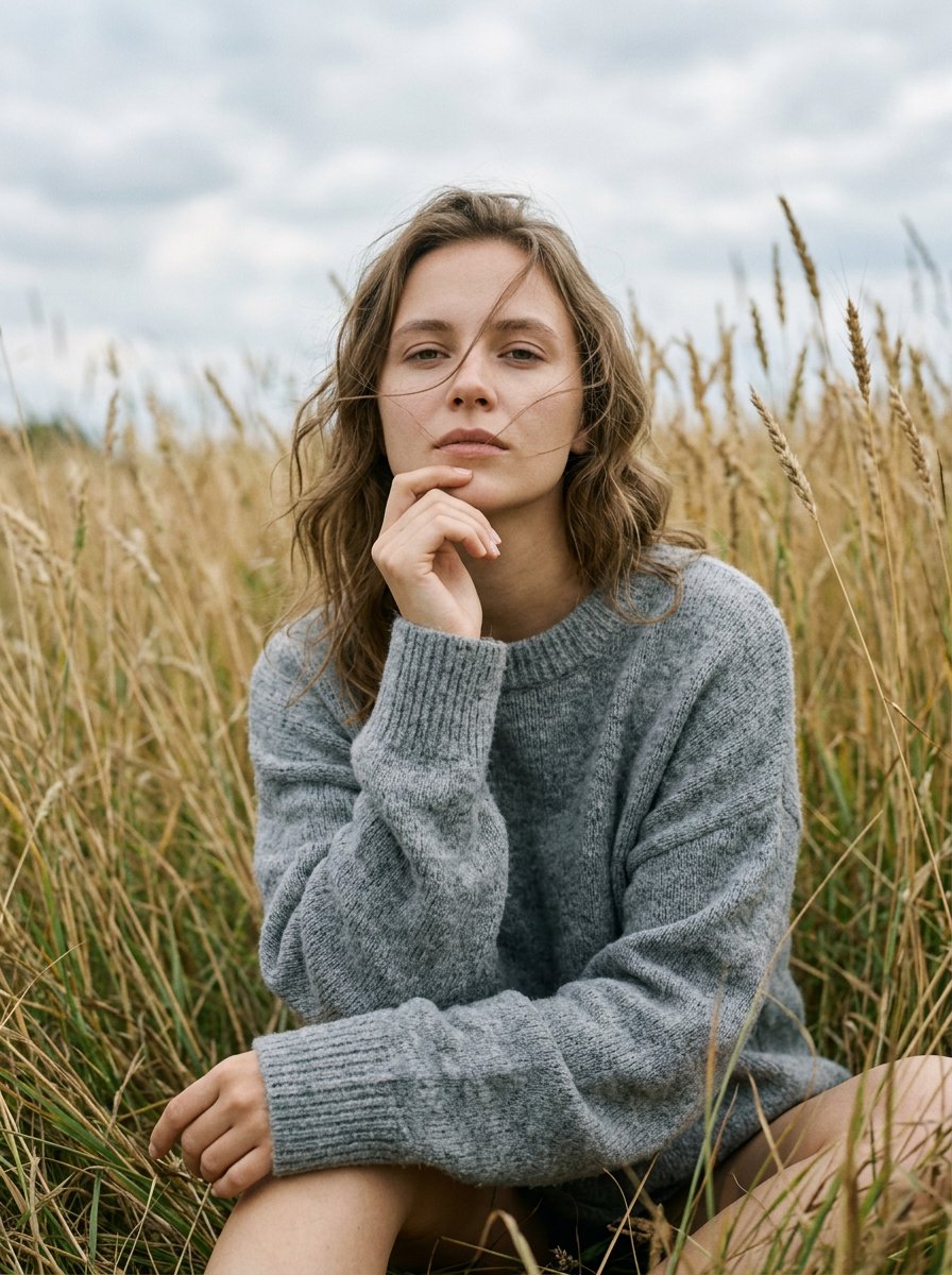 Photorealistic Outdoor Sweater Portrait