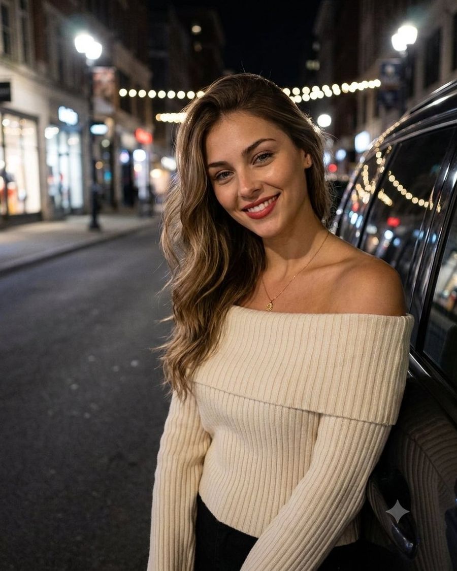 Young Woman Night Street Portrait