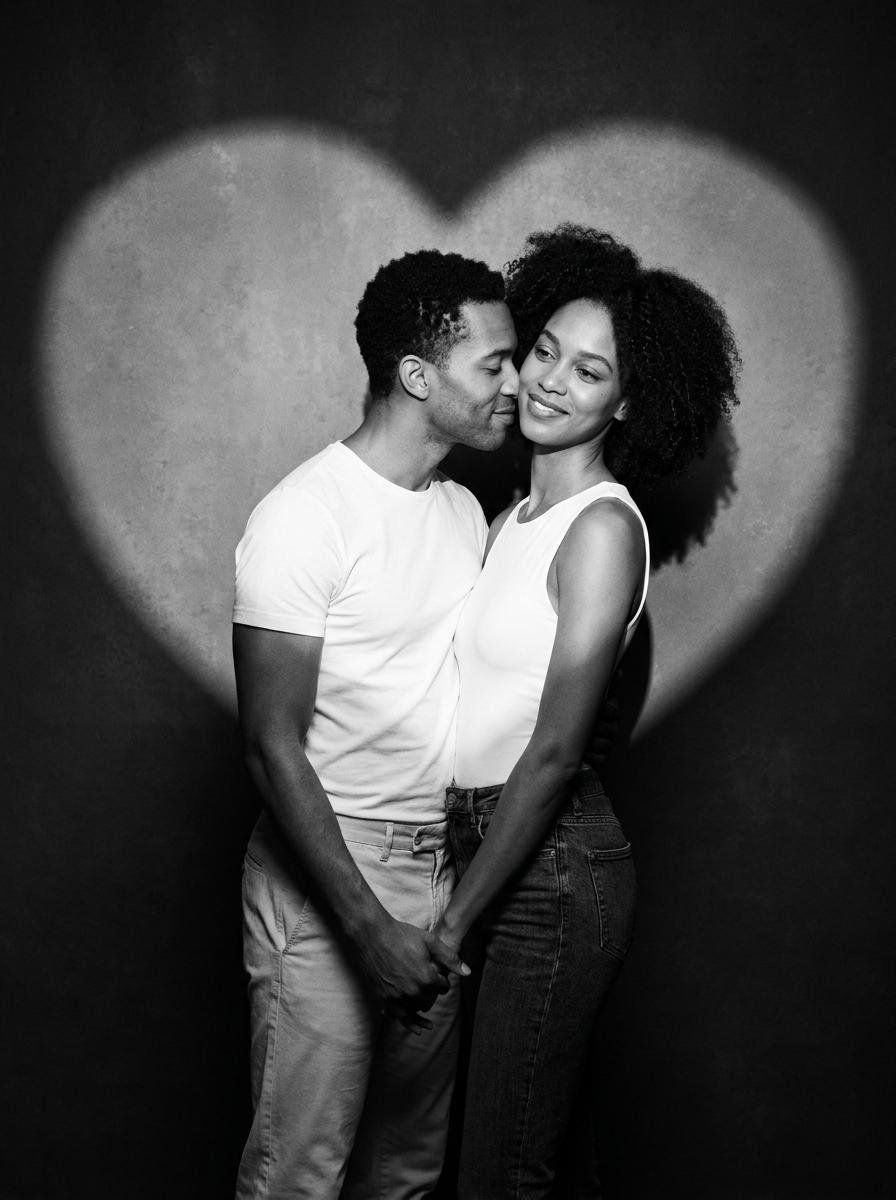 Romantic Black and White Studio Portrait
