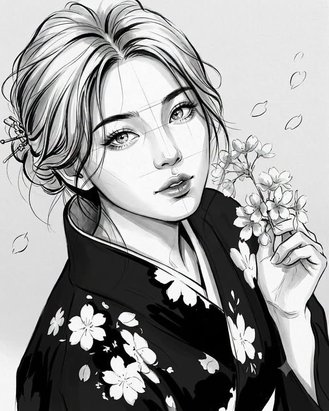 Monochrome Ink Fashion Illustration