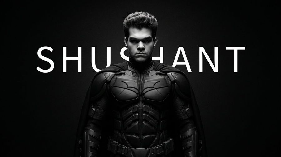 Monochrome Batman Superhero Portrait