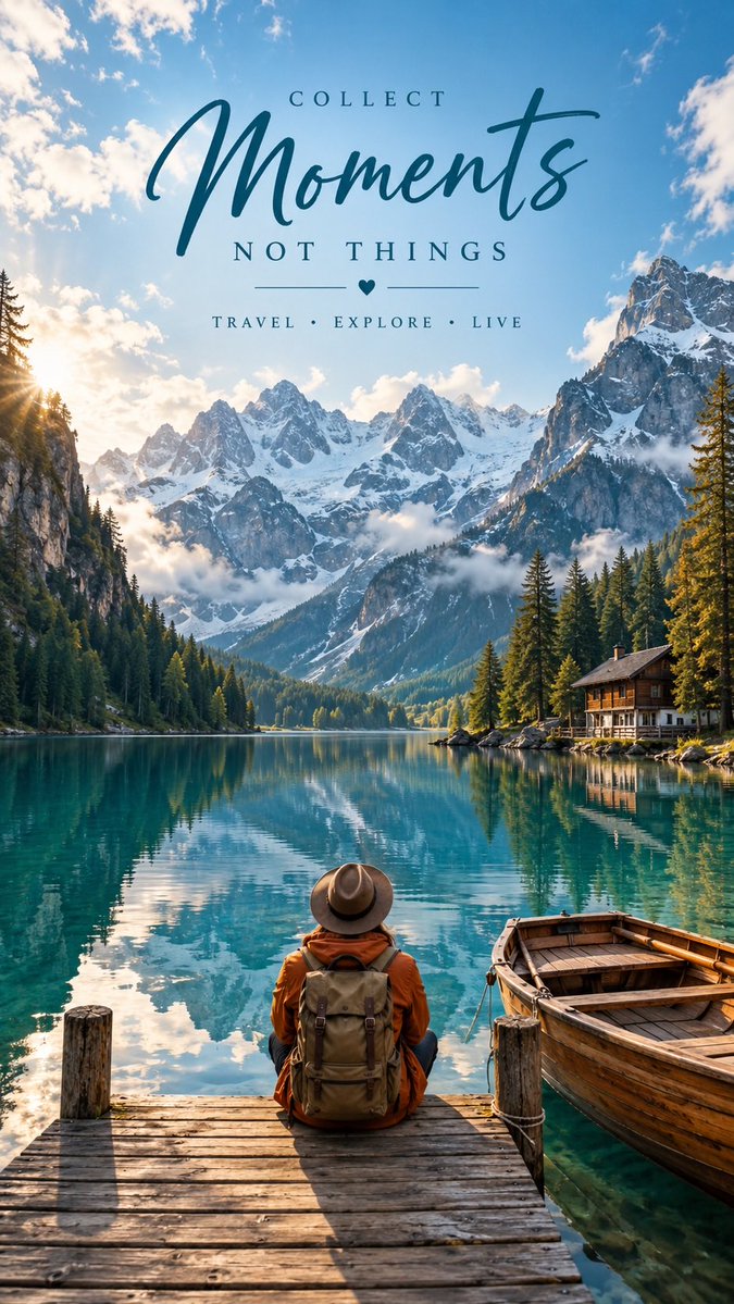 Alpine Lake Editorial Travel Poster