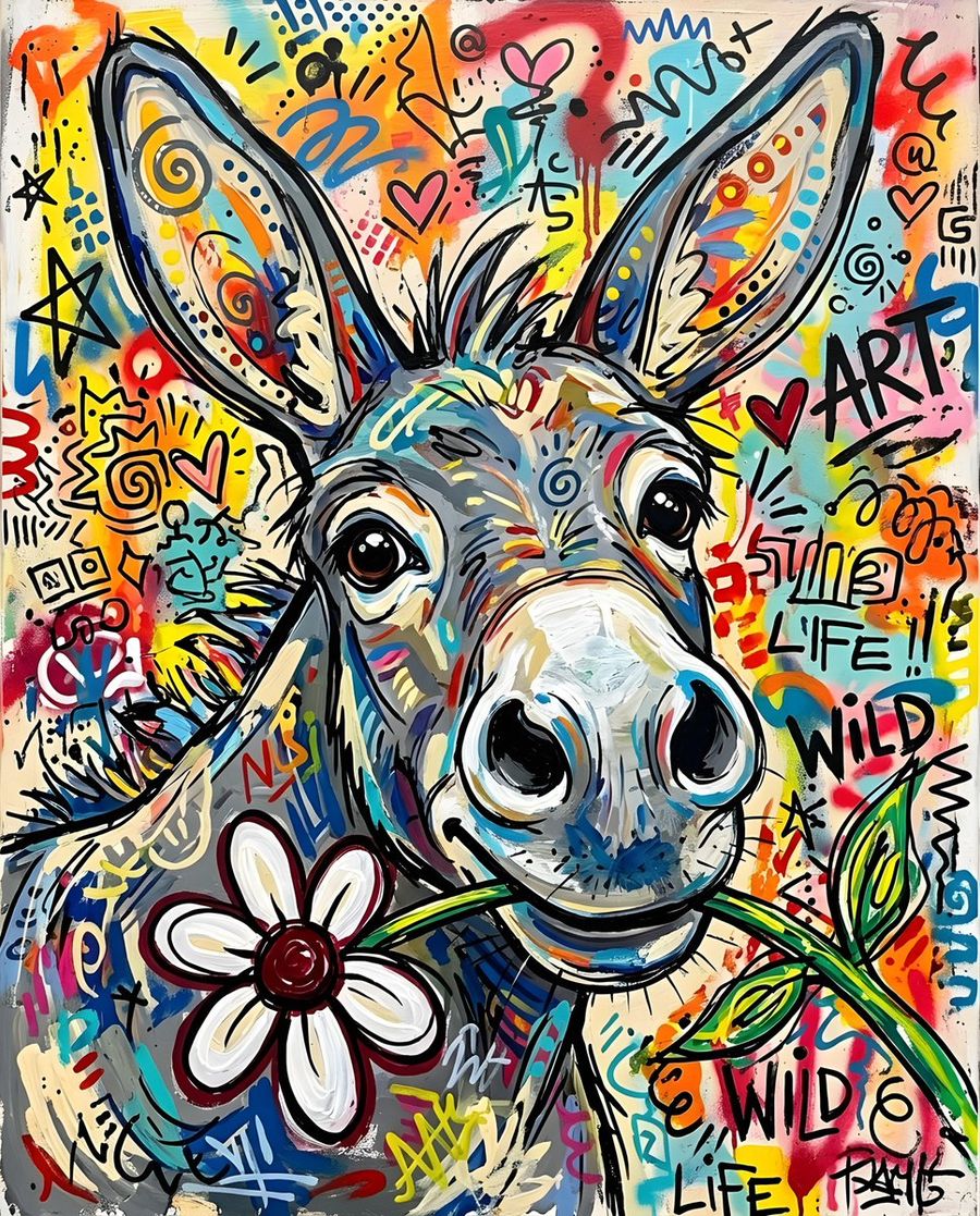 Stylized Donkey Face Painting
