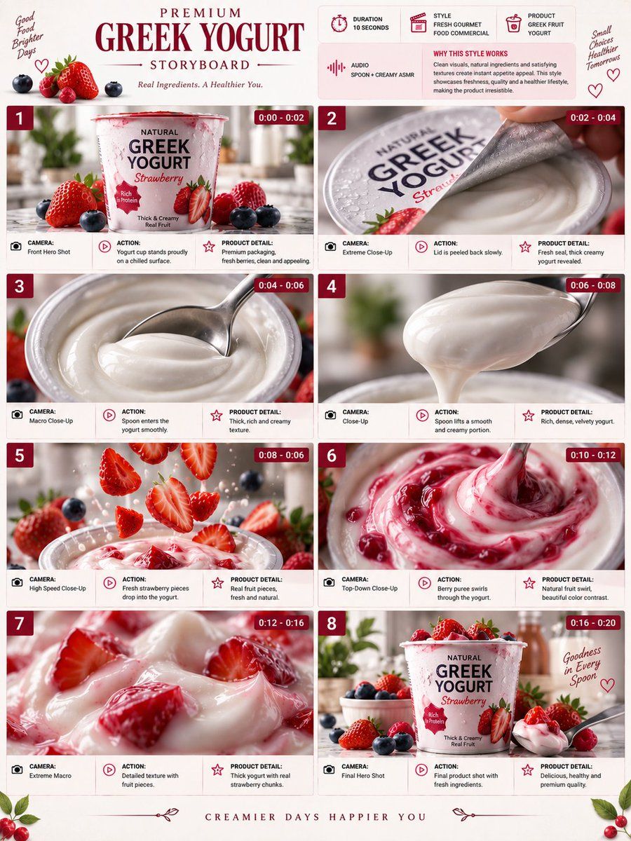 Premium Yogurt Commercial Storyboard