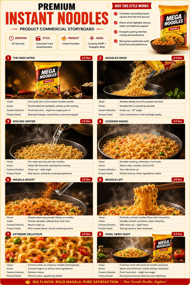 Premium Instant Noodles Ad Storyboard
