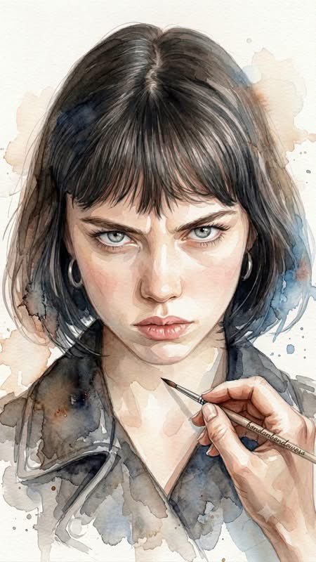 Detailed Watercolor Portrait Illustration