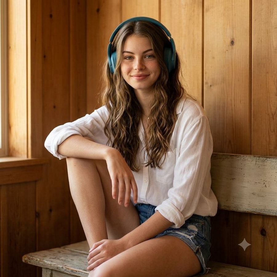 Cozy Indoor Headphones Lifestyle Portrait