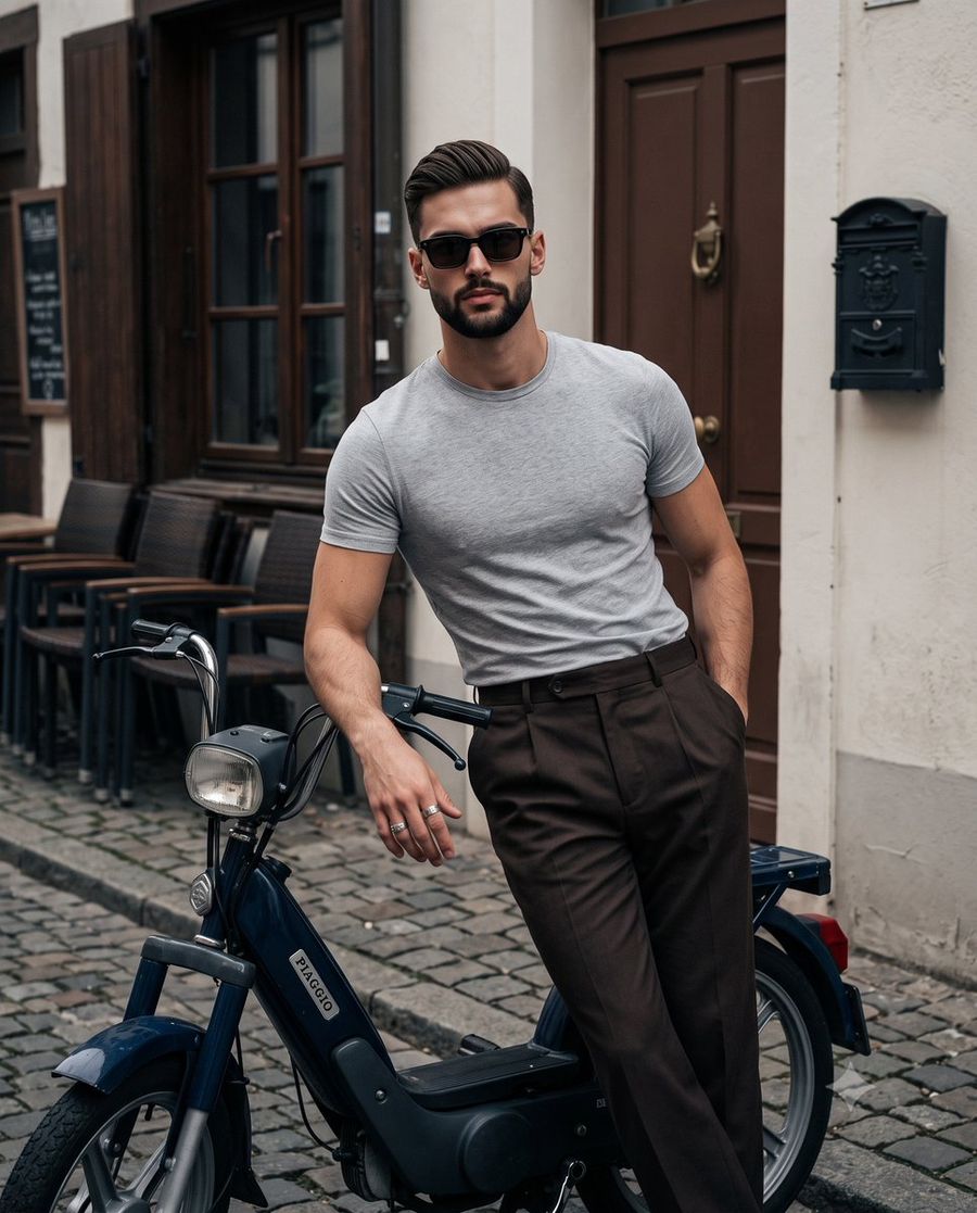 Italian Neorealism Moped Portrait