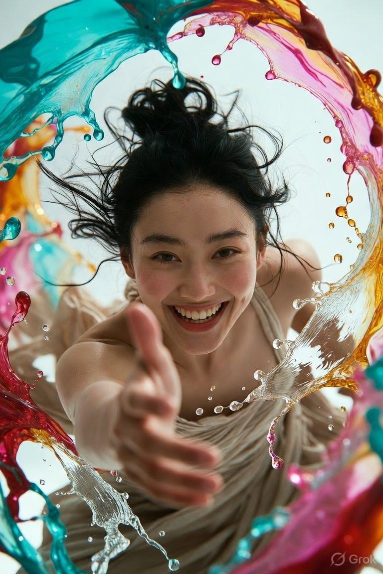 Cinematic Liquid Splash Portrait