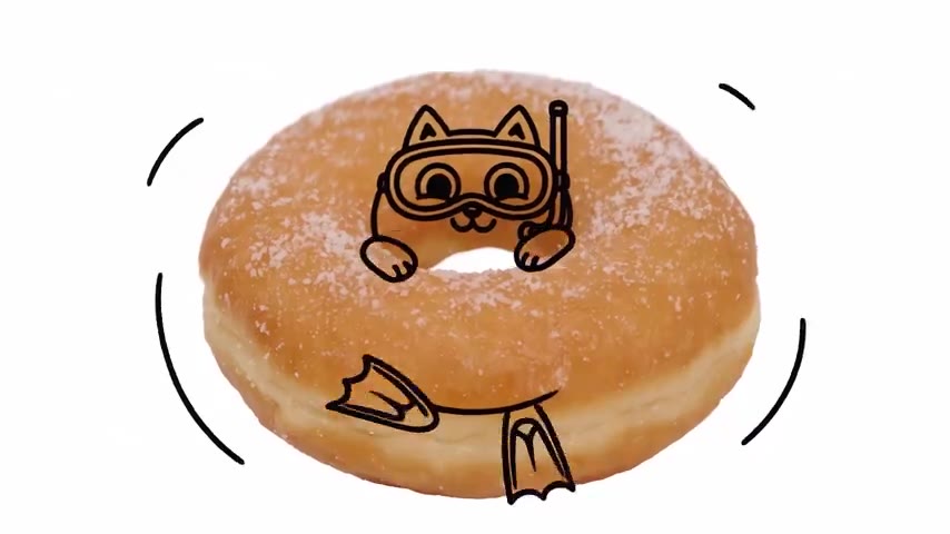 Happy Cat Eating Donut Animation